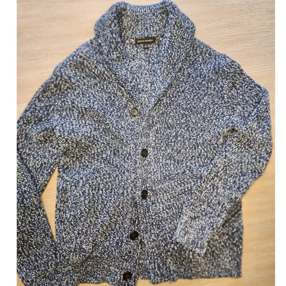 ✨️Banana Republic Mens Shawl Collar Cardigan Sweater. Knit Y2K boho Blokecore